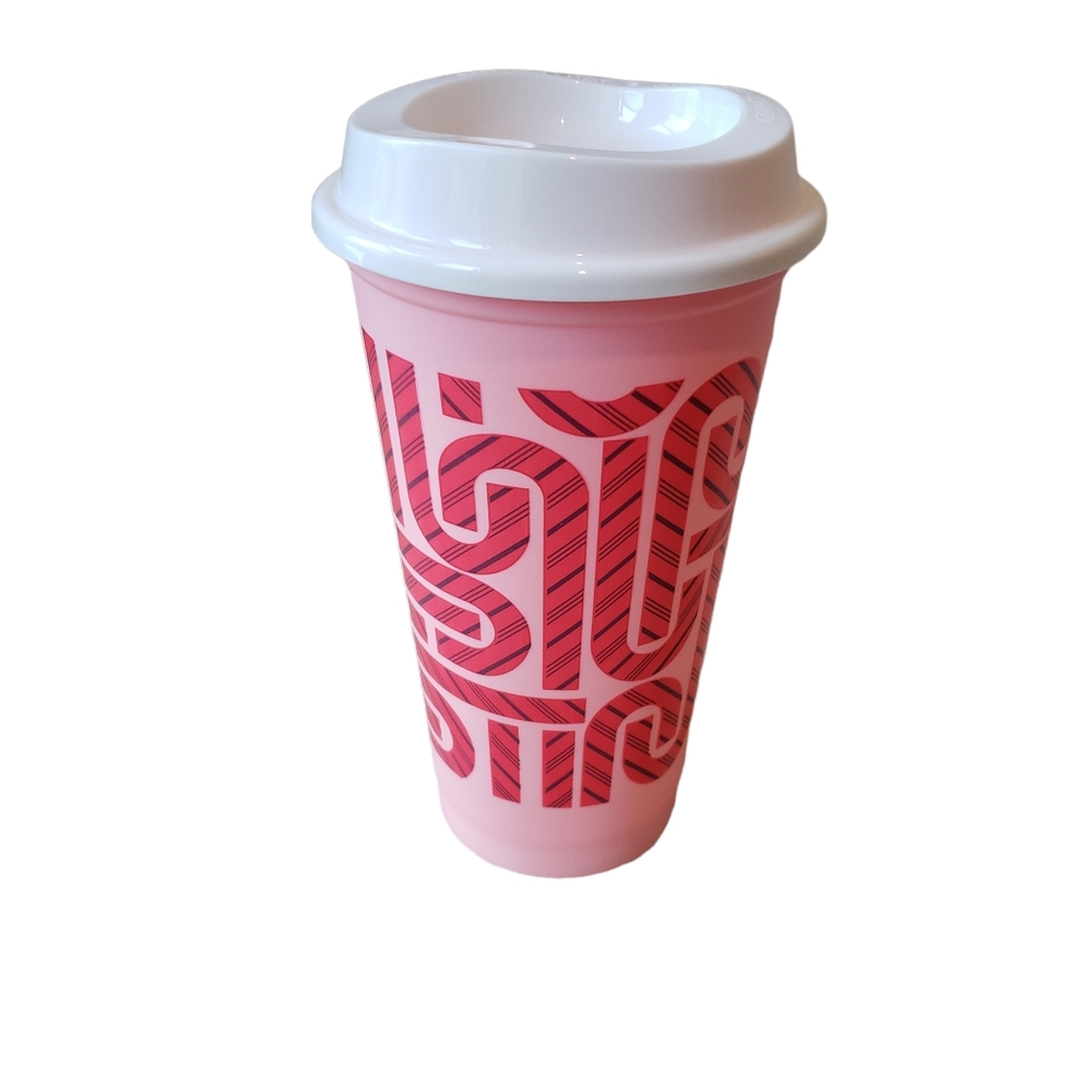 Starbucks Color Changing Candy Cane Hot Cup 16 oz NEW Pink Red